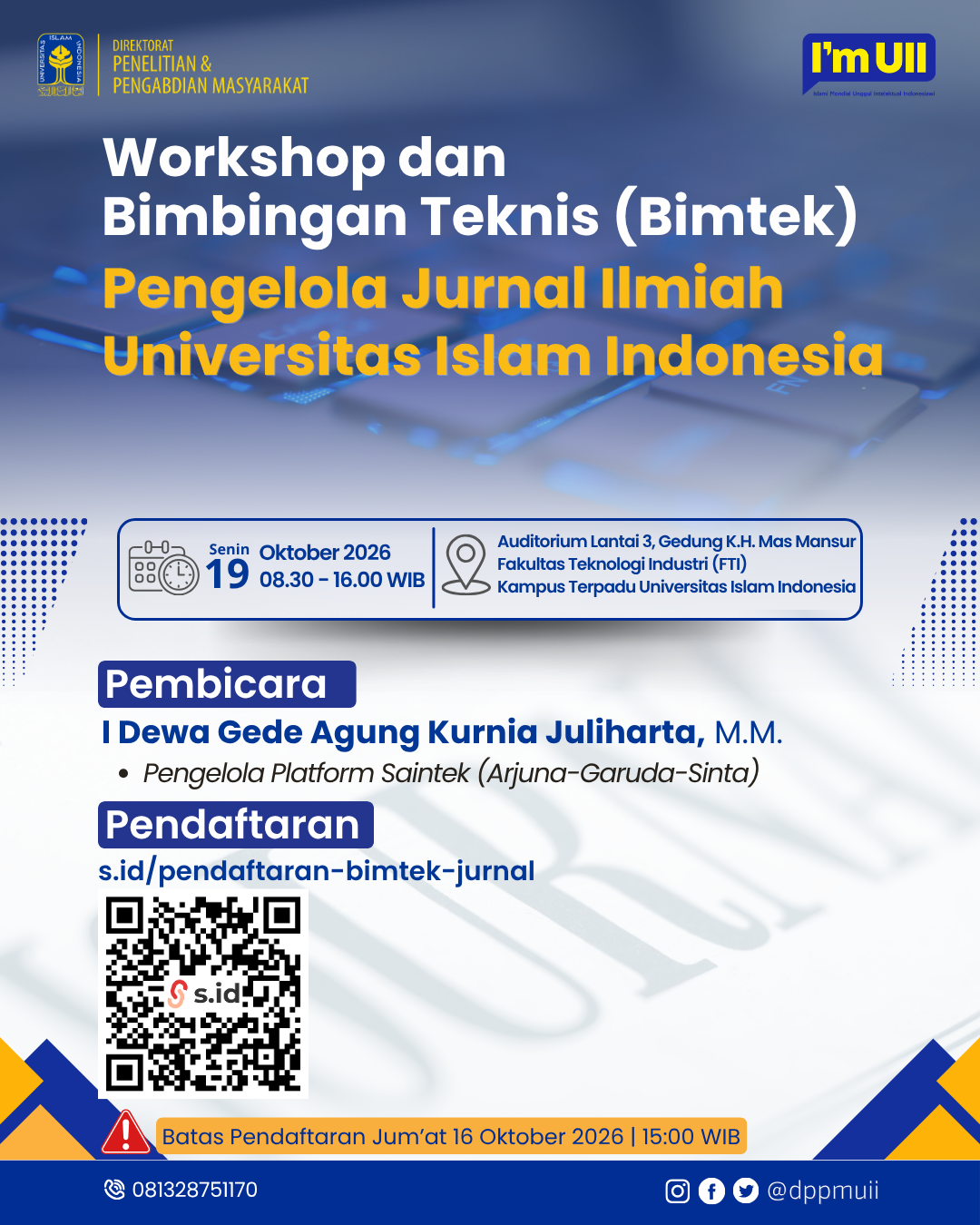 Workshop dan Bimbingan Teknis (Bimtek) Pengelola Jurnal Ilmiah UII